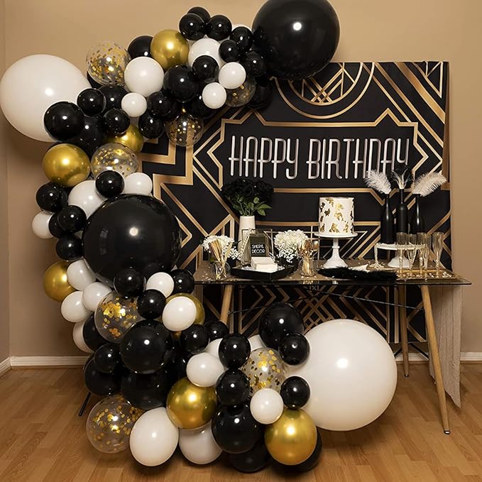 PartyWoo Gold and Black Balloons 100pcs 12 Inch Black and Gold Metallic Balloons for Birthday Wedding Anniversary Graduation Bachelorette Engagement Bridal Shower Retirement Party Decorations