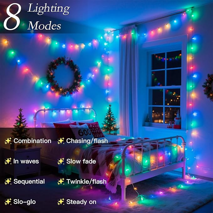 132FT 400 LED Christmas Tree Lights, Bright Multicolor Outdoor Christmas String Lights for House, Fairy Lights with 8 Modes, Waterproof & Durable Indoor Outdoor Decor, Timer Included