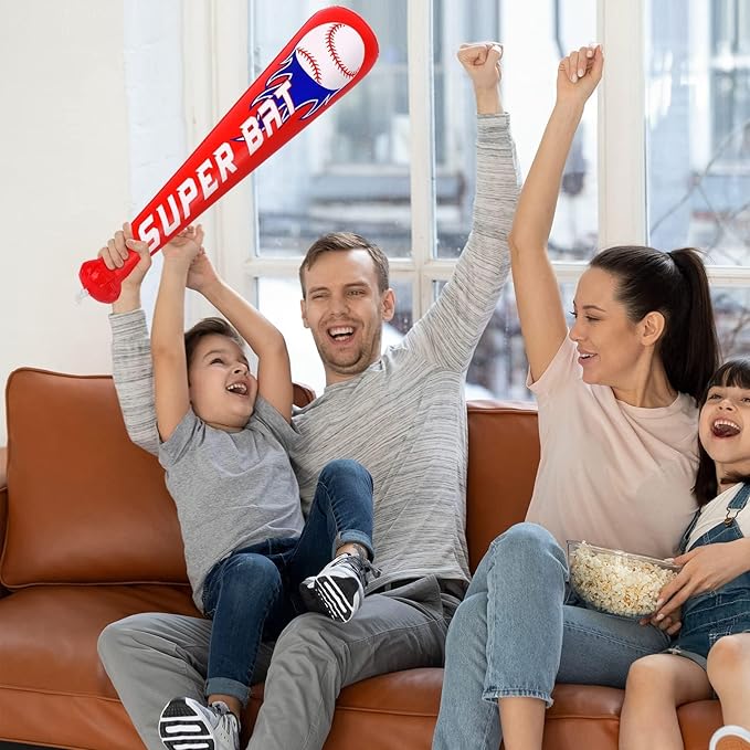 durony 12 Pieces Baseball Bat Inflates 22 Inch Inflatable Baseball Inflates, Baseball Party Supplies, Sports Theme Toy, Birthday Party Decorations
