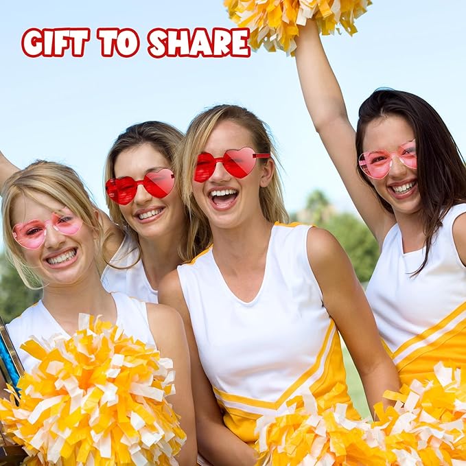 12 Pack Heart Sunglasses for Women Transparent Heart Glasses for Bachelorette Birthday Party Favor Gifts