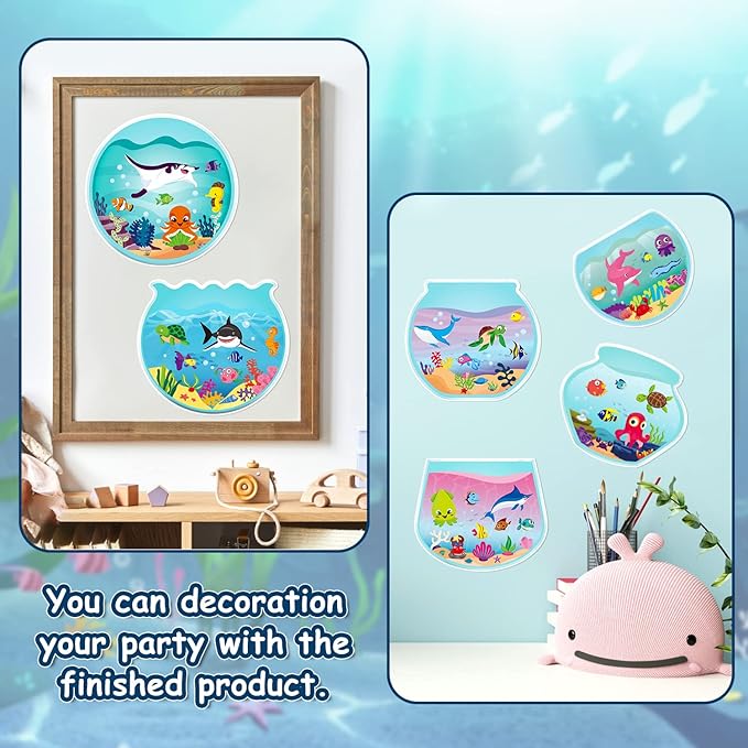 CY2SIDE 12PCS Summer Sea Animal Stickers for Kids, Make A Sea Sticker Scene with Sharks Tropical Fish, Make Your Own Ocean Animal Scene Art Craft, DIY Summer Party Games Class Activities