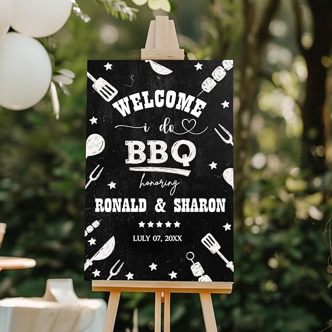 Personalized I Do BBQ Welcome Sign, Welcome Sign For BBQ Rehearsal Dinner, BBQ Engagement Party Sign, Couples Shower BBQ Sign, BBQ Yard Sign, Welcome To The I Do BBQ Party Sign, BBQ Décor