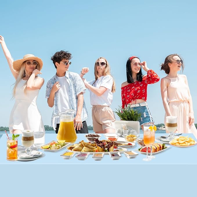 WNINK 6 Pack Light Blue Rectangular Plastic Tablecloths, Blue Disposable Table Covers 54" x 108" Baby Blue Table Cloths for Baby Shower, Birthday, Bridal Shower, Engagement Wedding Parties