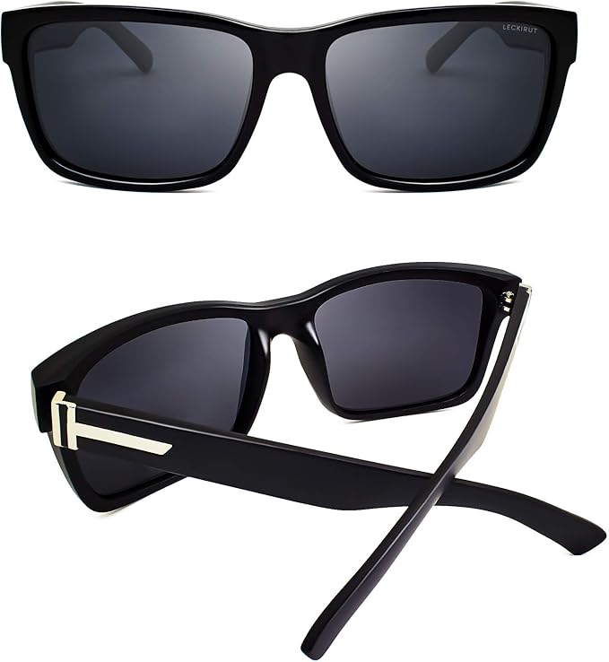 LECKIRUT Vintage Polarized Sunglasses for Men Women Retro Oversized Square Mirror Sun Glasses