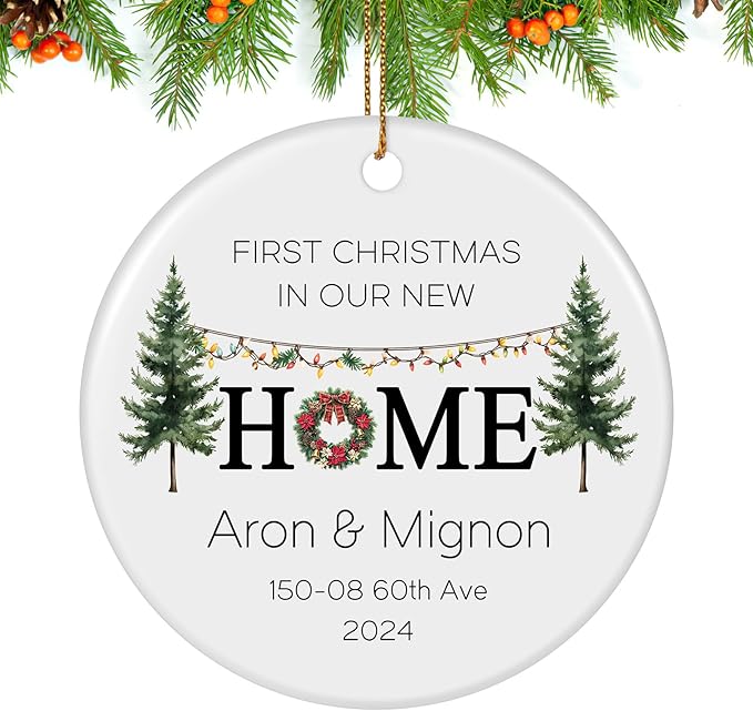 Custom Ceramic Christmas Ornaments with Photo Text - Personalized New Home Christmas Hanging Decorations Decorations
