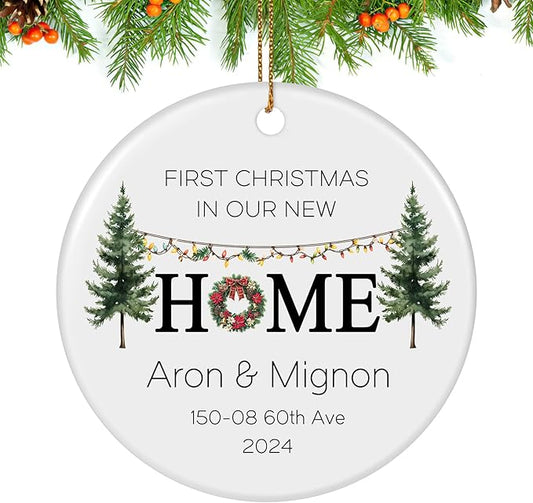 Custom Ceramic Christmas Ornaments with Photo Text - Personalized New Home Christmas Hanging Decorations Decorations