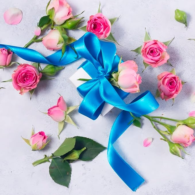 Blue Satin Ribbon, 2" x 50 Yards, Double Face Solid Color, Thick and Durable Ribbon Roll, 100% Polyester for Gift Wrapping, Crafts, Hair and Decorations