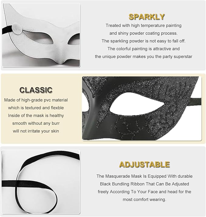 Couple Masquerade Masks for Women Men Venetian Masks for Halloween Carnival Costume Party Prom Ball