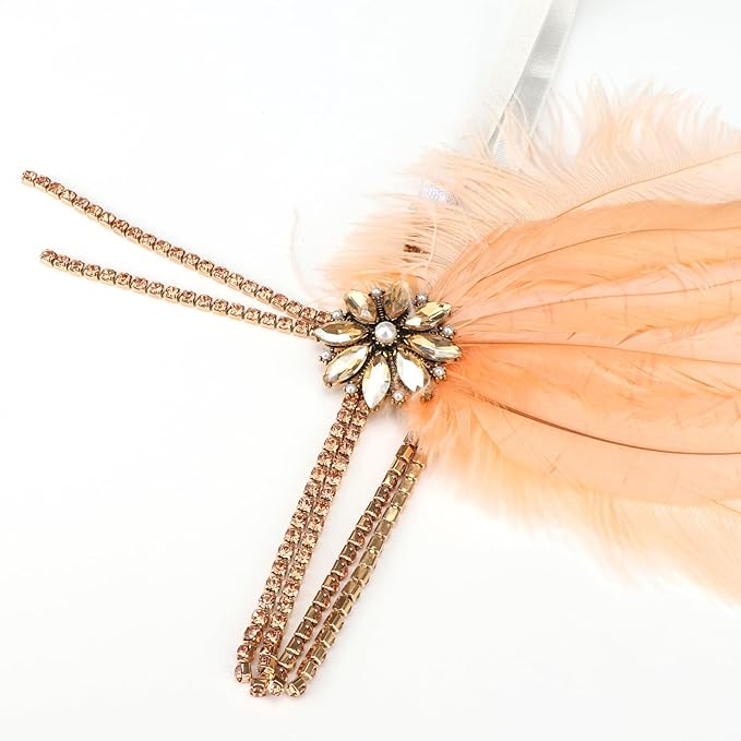 DRESHOW 1920s Great Gatsby Accessories for Women Flapper Headpiece Headband Gloves Costume Harlem Nights Accessories Set