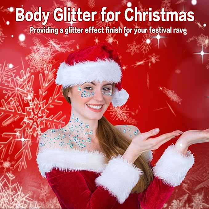 MEICOLY Light Blue Body Glitter,Mermaid Princess Face Glitter Gel,Ice Blue Glitter Face Paint for Halloween,Frozen Birthday Party Decorations,Chunky Glitter for Eye Lip Hair,Festival Rave Glitter Gel