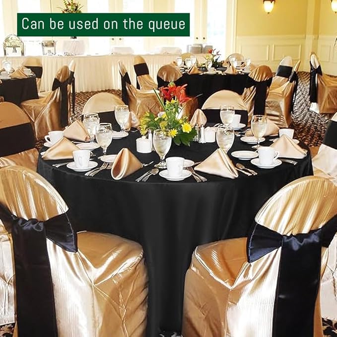 10 Pack Round Tablecloth Black 120 Inch, Stain Resistant and Wrinkle Polyester Fabric, Washable Table Cover for Kitchen Dining, Wedding, Buffet Table, Holiday Party