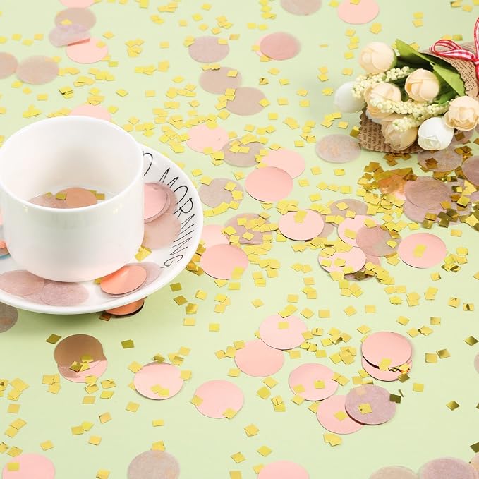 Round Tissue Paper Table Confetti Dots for Wedding Birthday Party Decoration, 1.76 oz (Rose Gold Confetti, 2.5 cm)