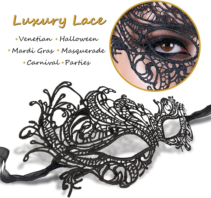 Masquerade Mask for Women Lace Masks for Venetian Party Costume Halloween Carnival