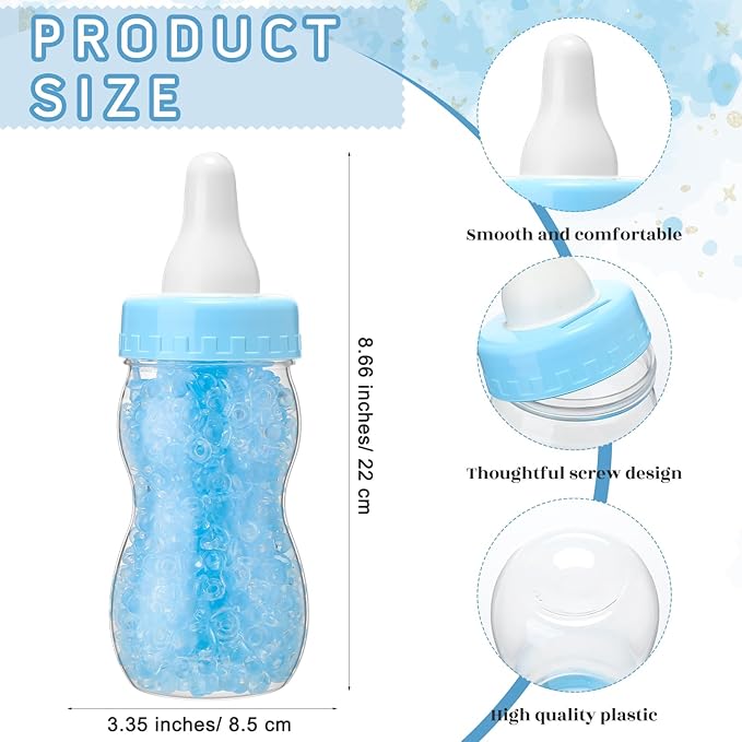 Roowest 512 Pcs Baby Shower Games Guess How Many Pacifiers Sign 100 Small Guessing Games 10 HB Pencils 750ml Milk Bottle 400 Acrylic Pacifiers Decoration for Guest Gender Reveal(Blue,Bear)