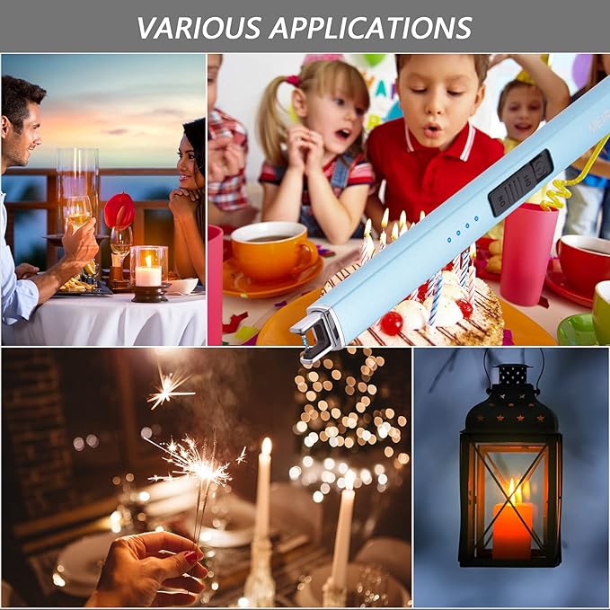 MEIRUBY Electric Candle Lighter, Christmas Stocking Stuffers Gifts for Women Mom Men Wife Sister, USB Arc Rechargeable Windproof Long Lighter for Candle BBQ Housewarming Birthday Gifts Idals