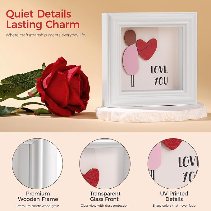 LukieJac Valentine's Day Gifts Shadow Box Frame - I Love You Gifts Decoration for Boyfriend, Him, Husband for Anniversary, Birthday, Christmas