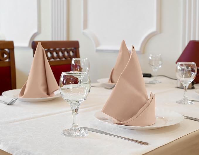 Utopia Kitchen Taupe Cloth Napkins [12 Pack, 18x18 Inch] Cotton Blend Washable and Reusable Table Dinner Napkins