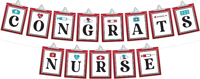 KatchOn, Congrats Nurse Garland - Large 10 Feet | Congrats Banner, Grad Party Decor | Graduation decorations 2025 Nurse Graduation Party Decorations | nurse graduation decorations