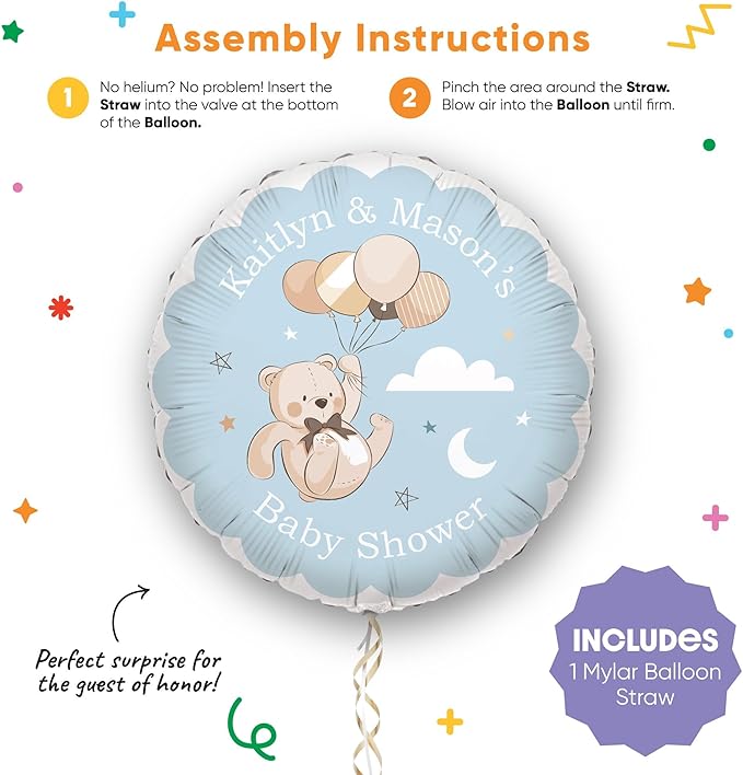 Big Dot of Happiness Personalized We Can Bearly Wait Balloon, Teddy Bear Baby Shower Party Decoration, Custom Greeting Message Double-Sided Circle Mylar, 1 Piece