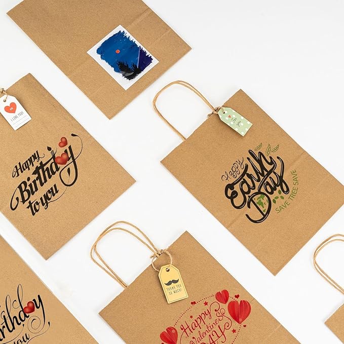 JET PAPER BAGS 750 Pack 5x3x8.25 Inch Small Paper Gift Bags with Handles Bulk, Brown Kraft Paper Bags for Grocery Shopping Retail Bags, Birthday Party Favors Wedding Bags