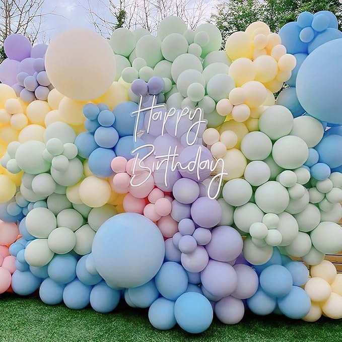 PartyWoo Pastel Balloons 50pcs 12 Inch Pastel Rainbow Latex Balloons for Baby Shower Gender Reveal Engagement Bachelorette Easter Bridal Shower Anniversary Retirement Birthday Party Decorations