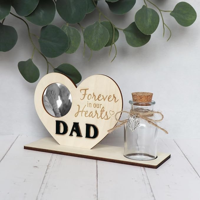 Personalized Loss of Loved One Photo Frame Memorial，Custom lock of Hair Keepsake Jar,Remembrance，Bereavement,Sympathy Gift for Lost Mom, Dad， Friends, Sisters, Grandparents (dad H2)