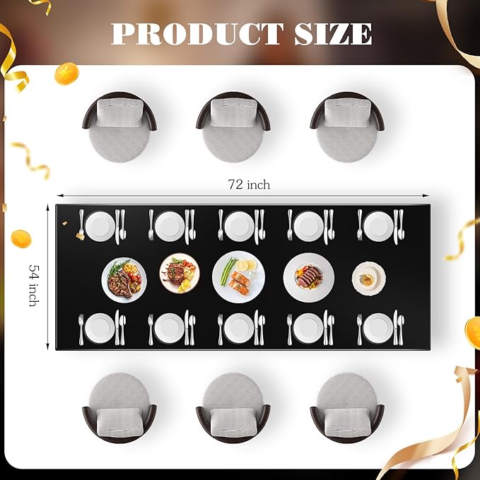 mwellewm 3Pcs Black Tablecloth 54 * 72 inch Plastic Shiny Disco Table Cloth Disposable Foil Table Cover for Birthday Halloween Decorations Wedding Christmas Anniversary Dinner Grad Party Supplies