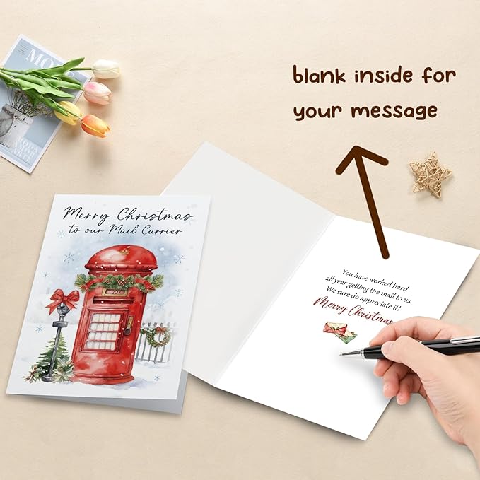 Christmas Card for Mail Carrier, Thank You Holiday Card for Postal Workers, Appreciative Xmas Gift from Neighbor or Family, Warm Holiday Wishes for Mailman/Mailwoman