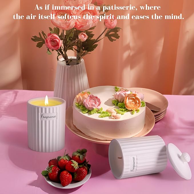 Viyffo Fall Candles– Lavender & Eucalyptus Scented Candle, 6.35oz Soy Wax in White Ceramic Jar with Gift Box, Calm & Refreshing Candle for Women, Mom & Friends, Perfect for Spa & Holiday