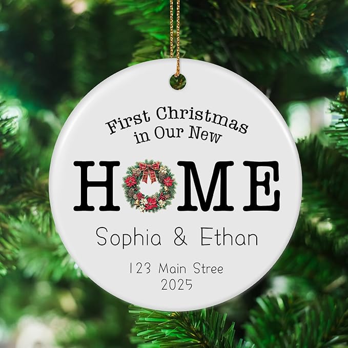 Personalized First Christmas in Our New Home Ornament 2025, Housewarming Gifts New House Photo Christmas Ornaments Christmas Tree Decoration, House Warming Gifts for Couples Owners Men Women