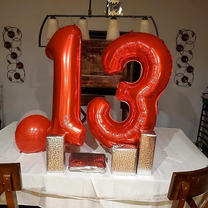 40 Inch Red Number 3 Balloon Large Red Foil Balloon Red 3 Balloons Mylar Helium Balloon for 3rd Birthday Party Decorations Girls Boys Baby Shower Wedding Anniversary Decoration