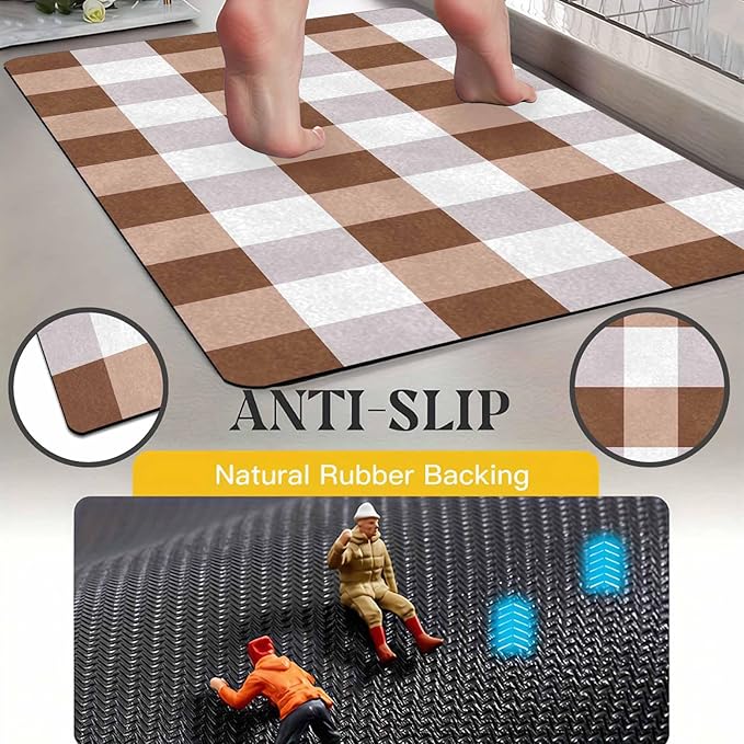 Fall Door Mat Orange and Black Buffalo Plaid Welcome Doormat Farmhouse Floor Mat Non-Slip Entrance Hello Rug Door Rugs for Indoor Outdoor Home Decor