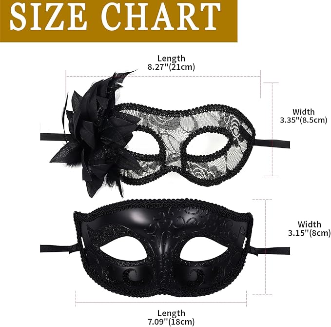 OIDEA Masquerade Mask for Couple - Roman Greek Venetian Mask Halloween Prom Party Costume Ball Mardi Gras Mask for Women Men