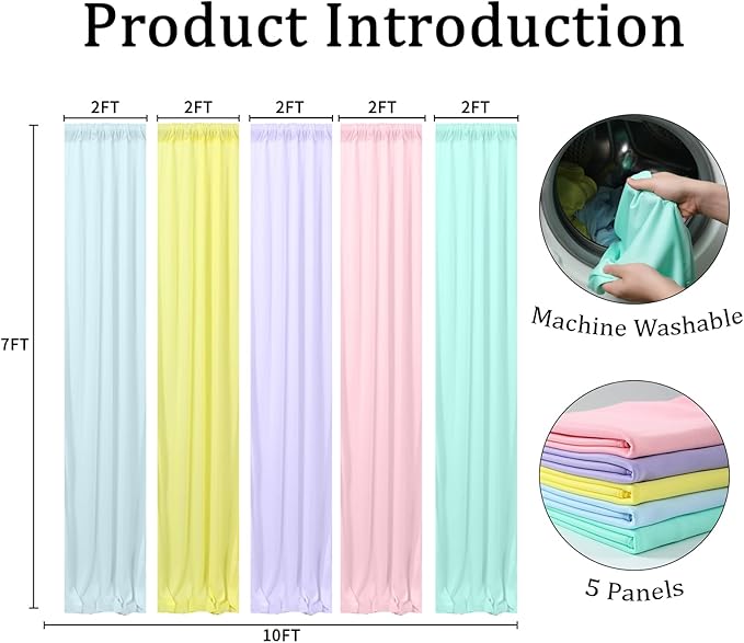 10x7ft Unicorn Backdrop Curtains - Magical Pastel Rainbow Party Background for Birthday, Baby Shower, Girls Event -Wrinkle-Free Fabric, Easy to Hang,Reusable Photography Backdrop Decoration