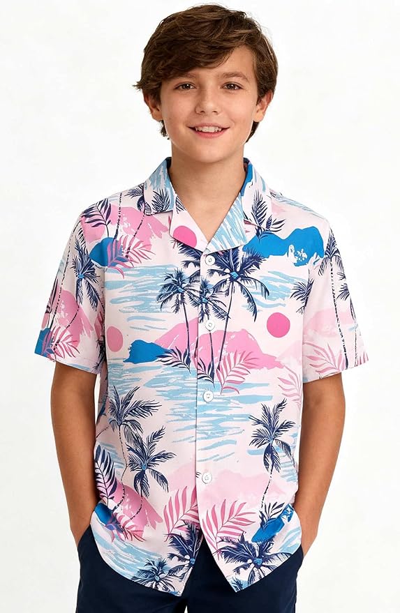 Cromoncent Matching Hawaiian Outfits for Family, Dad and Son Matching Luau Beach Tropical Shirts Mommy Daughter Tropical Sets