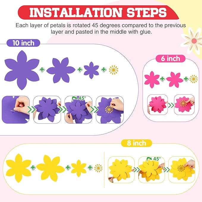 18 Pcs Mexican Paper Flowers Decor for Wall DIY Paper Fiesta Bulletin Board 3D Colorful Mexican Backdrop Decoration for Classroom Back to School Carnival and Holiday Party(Lotus-Shaped,Dark)