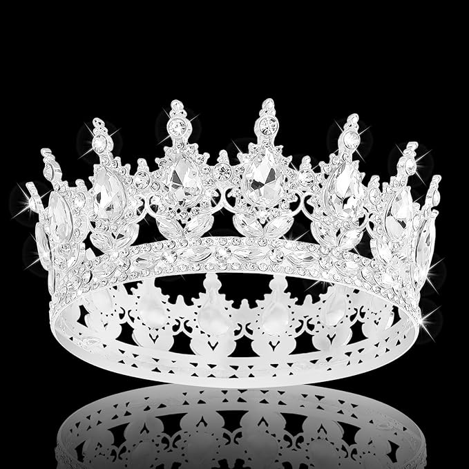 Queen Crown Rhinestone Wedding Crowns and Tiaras for Women Costume Party Hair Accessories Princess BirthdayCrown Crystal BridalCrown (Gold White Crowns)