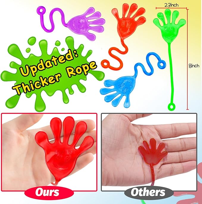40 Pcs Sticky Hands For Kids Party Favor Goodie Bag Stuffer Stretchy Treasure Box Toy Exchange Classroom Prize Bulk Toy Pinata Filler School Gift Bag Small Favors Slap Hand Christmas Party Supplies