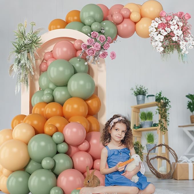 Sage Green and Pink Balloons Arch Retro Dusty Pink Olive Green Burnt Orange Beige Balloons Garland for Boho Thanksgiving Fall Autumn Baby Shower Fairy Floral Jungle Safari Birthday Party Decor