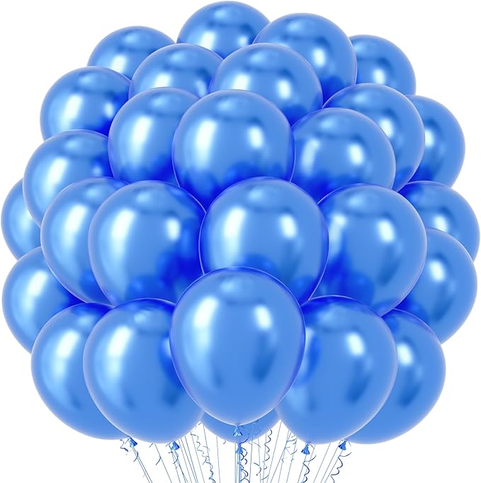 Metallic Blue Balloons, 66pack 12inch Chrome Blue Latex Party Balloons for Birthday Baby Shower Graduation Wedding Gender Reveal Anniversary Party Decorations