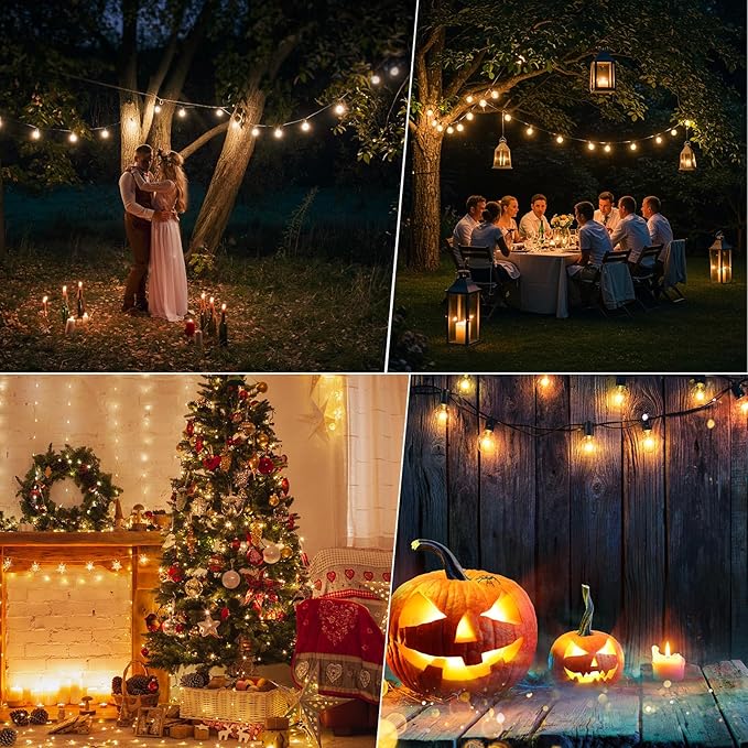 70 Pack LED G40 Replacement Bulbs for String Lights, Shatterproof Plastic Globe Bulb for Indoor Outdoor Patio Decor, E12 Candelabra Socket Base, Warm White