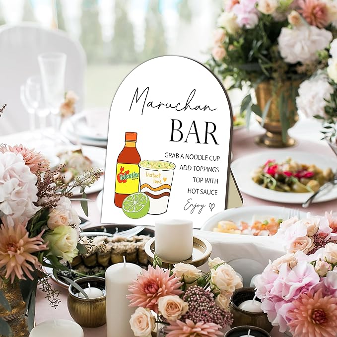 Cup Noodles Station Board for Babies Party, Noodle Bar Wooden Welcome Table Sign for Baby Shower, Baby Shower Food Table Decorations Signs, Guest Food Signs Decor for Gender Reveal Parties, 8x10 Inch