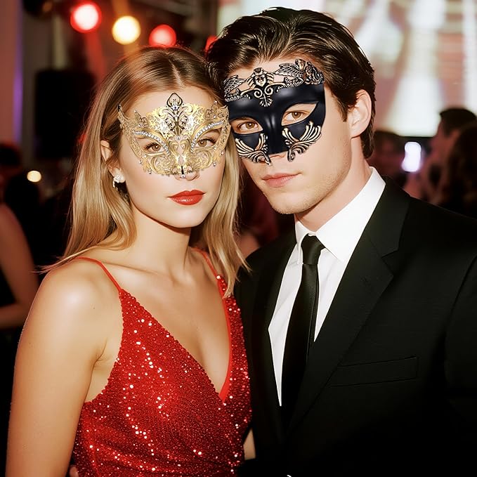 OIDEA Masquerade Mask for Couple - Roman Greek Venetian Mask Halloween Prom Party Costume Ball Mardi Gras Mask for Women Men