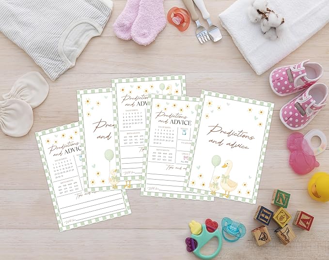 Goose Baby Shower Games, Sage Green Little Goose Predictions And Advice Game for 30 Guests with Game Cards, Gender Reveal, Baby Shower Supplies & Decorations (DV14)