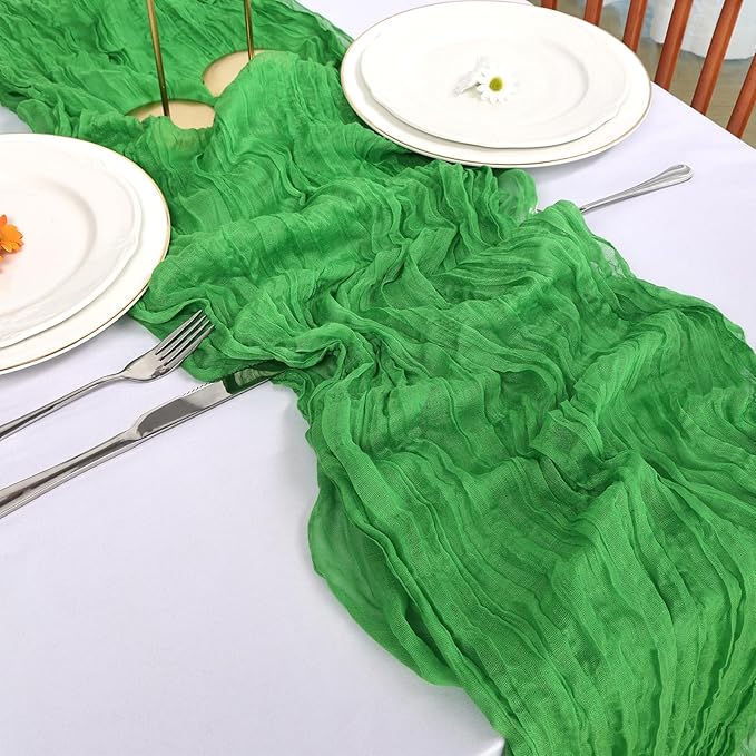 6 Pack Green Cheesecloth Table Runner 10FT Boho Cheese Cloths Gauze Fabric Table Runners 120 Inch Rustic for Christmas Wedding Birthday Party Baby Shower Centerpiece Home Decorations