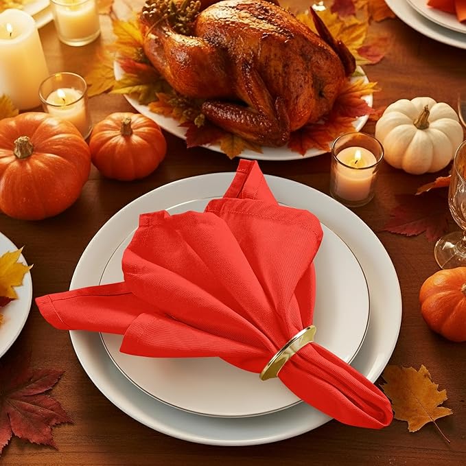 Utopia Kitchen Orange Cloth Napkins [12 Pack, 20x20 Inch] Absorbent Cotton Blend Washable and Reusable for Halloween, Thanksgiving, Dinner, Restaurant, Lunch, Wedding and Hotel