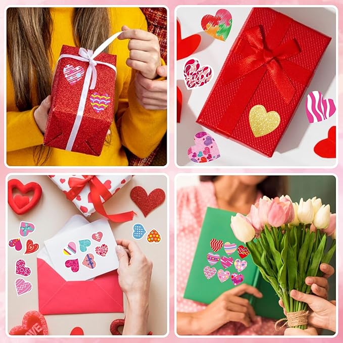 336 PCS Heart Stickers, Valentine Stickers for Kids Colorful Heart Stickers Valentine's Day Gift Stickers for Box Envelope Wedding Love Decorative Stickers Valentine's Day Craft Party Supplies