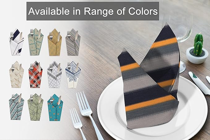 RUVANTI Cloth Napkins Set of 12 Cotton 100%, 18x18 Inches Napkins Cloth Washable, Soft, Absorbent. Cotton Napkins for Parties, Christmas, Thanksgiving, Weddings, Dinner Napkins Cloth - Stripes