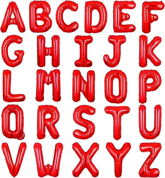 Letter Balloons 16 Inch Mylar Foil Alphabet Letter A-Z Balloons Set for Wedding Birthday Party Decoration Banner Custom Phrase 26 Pieces(Red)