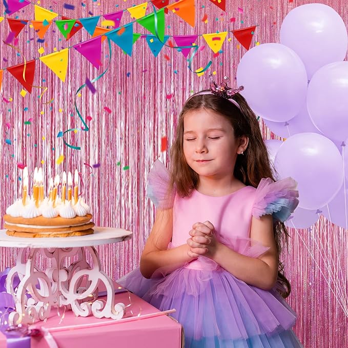 Crosize 3 Pack 3.3 x 9.9 ft Bright Laser Glitter Foil Fringe Curtains Party Decorations, Tinsel Curtain Backdrop for Parties, Door Streamers, Glitter Streamer Backdrop for Birthday Decoration